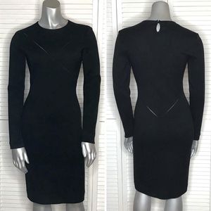 STELLA MCCARTNEY Black Ribbed Lasercut Midi Dress